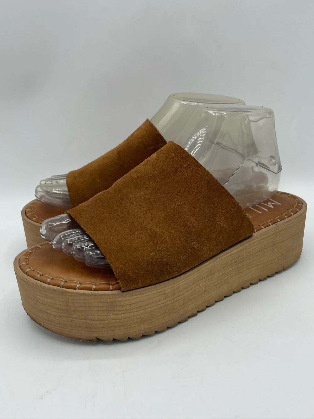 Musse & Cloud Kristel Brown Suede Platform Slide Sandals
